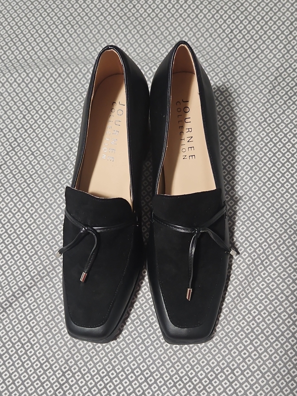 Journee Collection Black Suede Tie-Accent Loafers